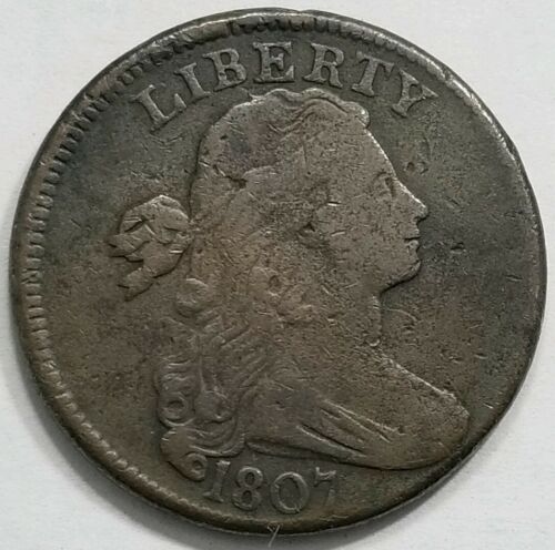 1807 1C S-276 Draped Bust Large Cent Off Center  Rotated Reverse Nice Coin