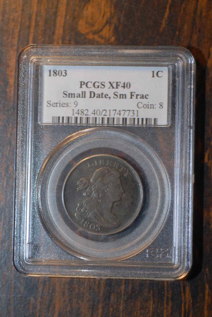 1803 Draped Bust Cent, Small Date Small Fraction, PCGS XF40