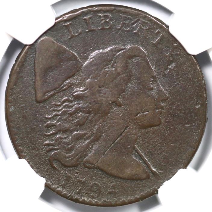 1794 S-34 R-5 NGC Fine Details Liberty Cap Large Cent Coin 1c