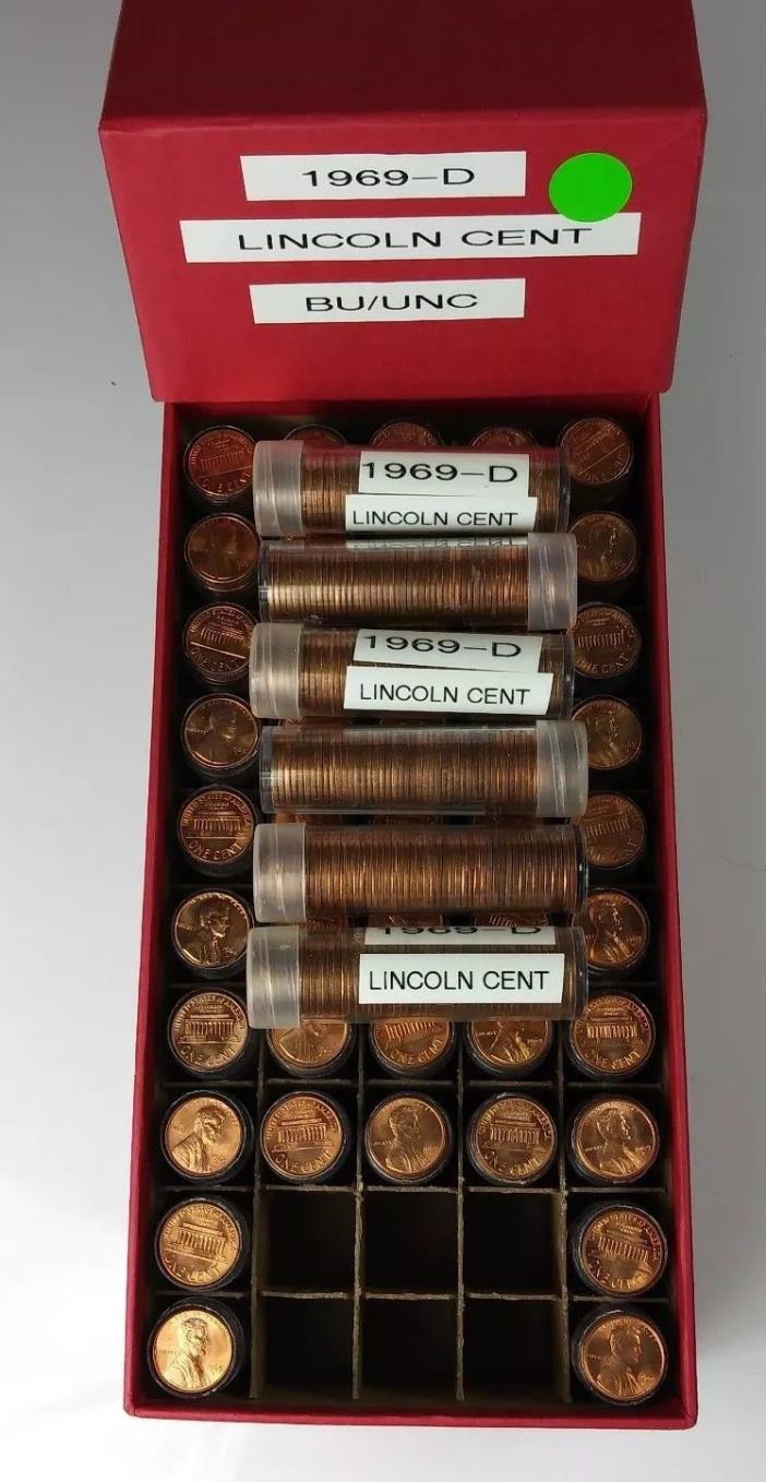 1969-D 2500 Memorial Cent not Indian or  Wheat  95% Copper in Red Penny Box