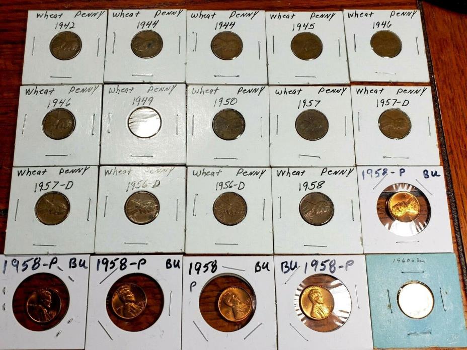1942-1958 19 Wheat Back Cent plus 1960-D small date Penny