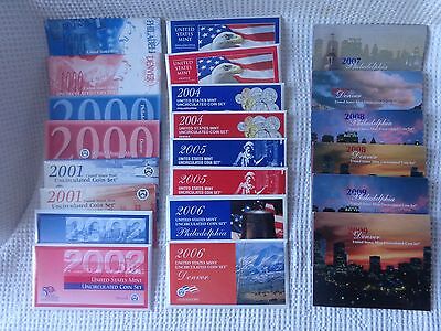1999-2009 P & D  US MINT 50 STATE QUARTERS UNCIRCULATED COIN SETS(from mint)