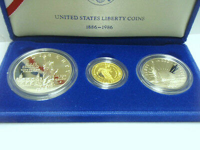 UNITED STATES MINT LIBERTY 3 COINS 1886-1986