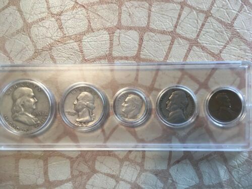 1957 BIRTH YEAR 5 COIN SET - 90% SILVER COINS (3) INCLUDED - CIRCULATED SET