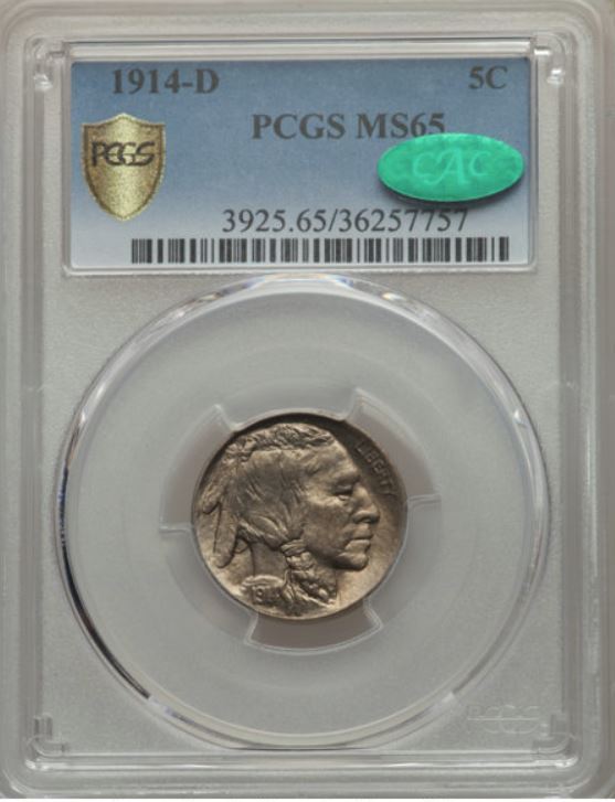 1914-D Buffalo Nickel PCGS MS65 and CAC