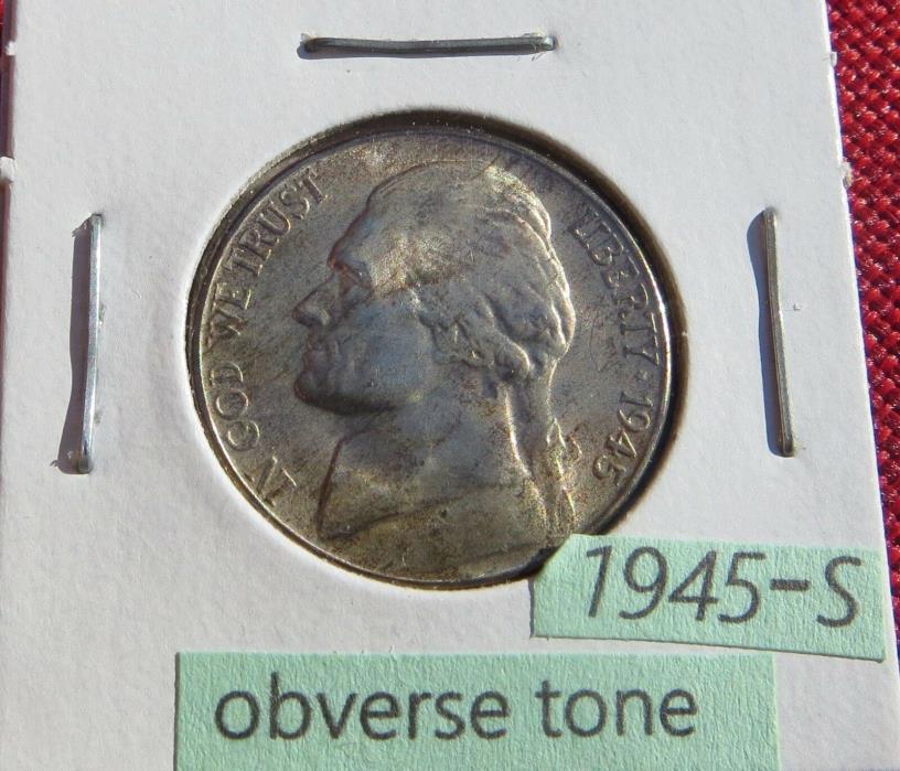 Uncirculated 1945 S BU Silver War Nickel  With Some Toning ~ Partial Silver