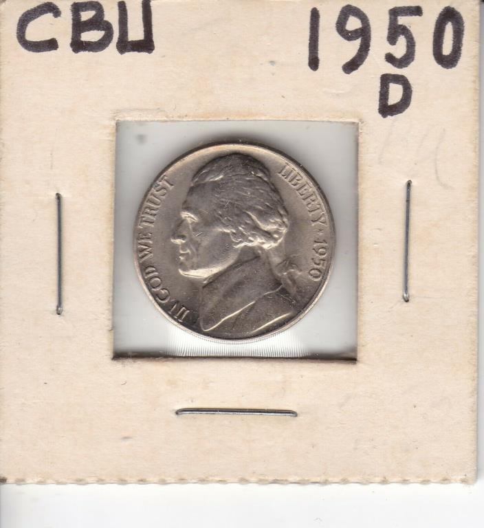1950-D 5C Jefferson Nickel                CH BU                 49 Cent Shipping