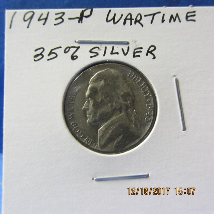 1943-P  Jefferson Head Nickel WAR NICKEL  35% Silver