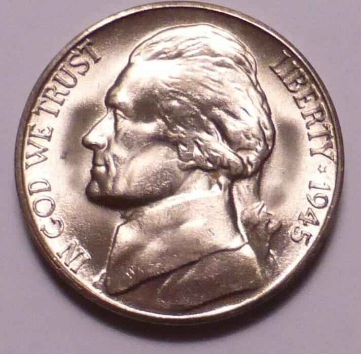 1945 S Jefferson War Silver Nickel From BU UNC Roll