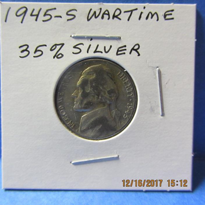 1945-S  Jefferson Head Nickel ( WAR NICKEL)  35% Silver