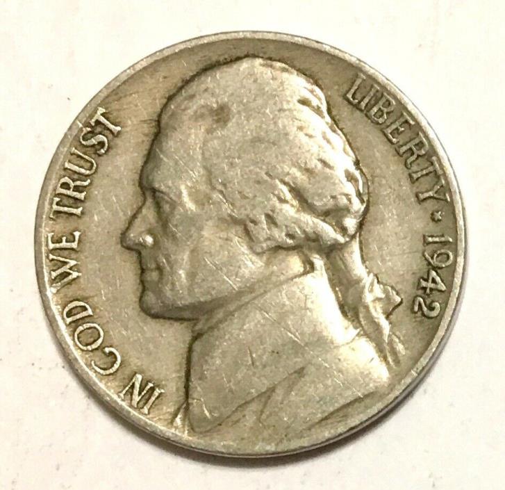 1942 P Jefferson Nickel - Type 1 - Free Shipping !!