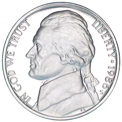 1986 S Jefferson Nickel Gem Proof Deep Cameo US Coin