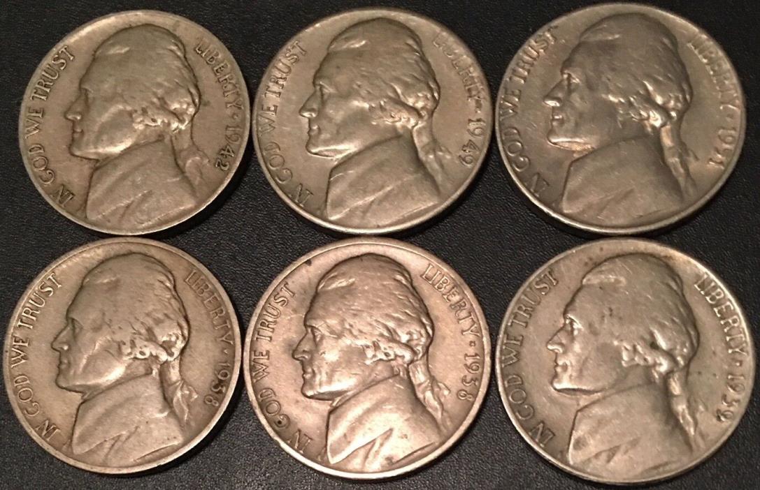 1938-P 1938-D 1939-S 1942-D 1949-S 1955-P   JEFFERSON NICKELS FAST SHIPPING!PDQ