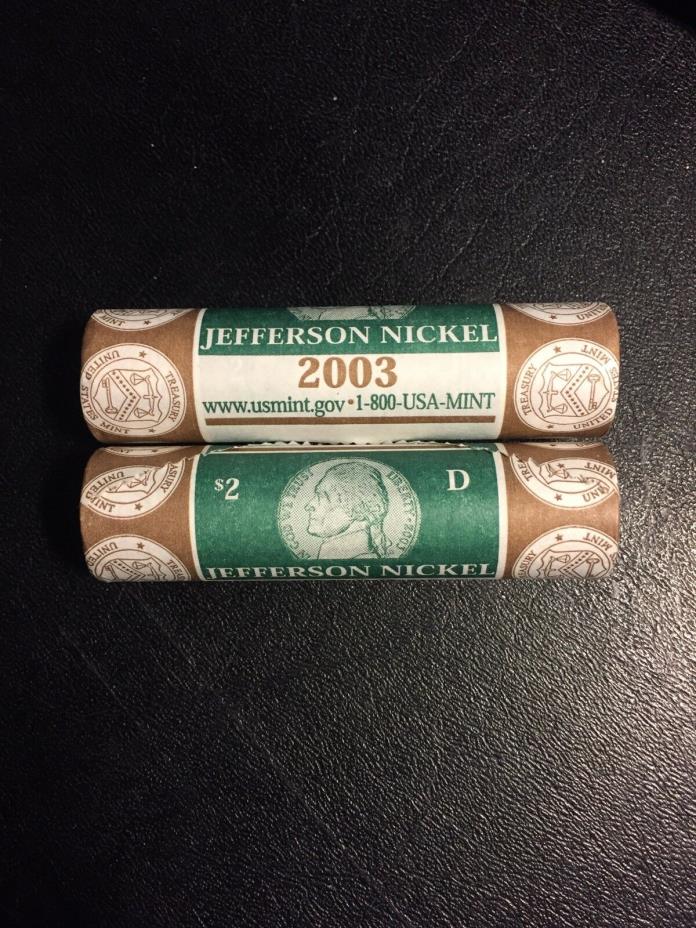 2003 P-D Jefferson Nickel Roll Mint Set, Last Year of Original Design 2U1