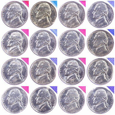 1980-1981 1984-1989 P D Jefferson Nickel Mint Cello Set BU Run 16 US Coin Lot