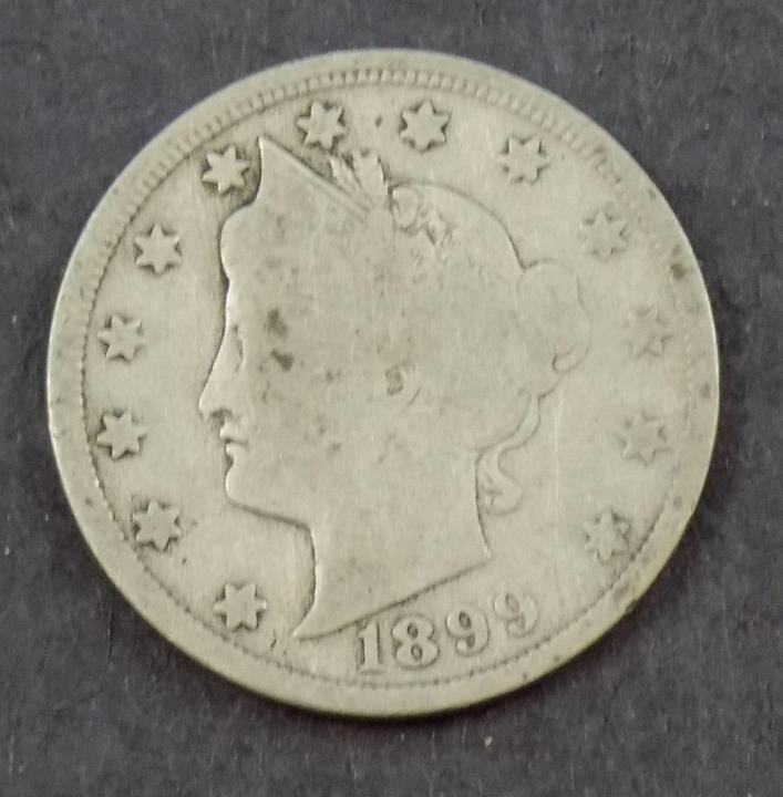 COINS US.1899 LIBERTY NICKEL V BACK COLLECTIBLE COIN MONEY TENDER 5 CENTS