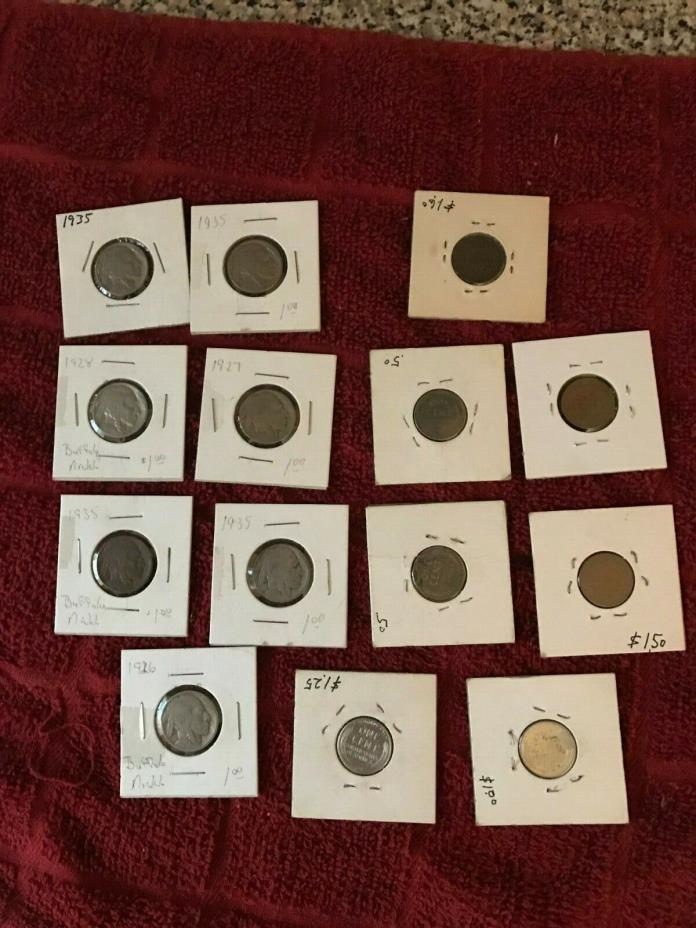 mixed lot - Buffalo Nickles, Steel Pennies and Indian Heads