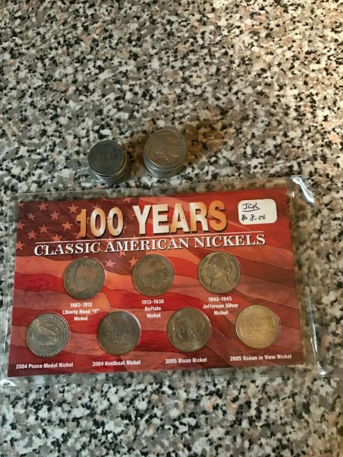 Classic American  Nickles and Steel Wheat Head Pennies