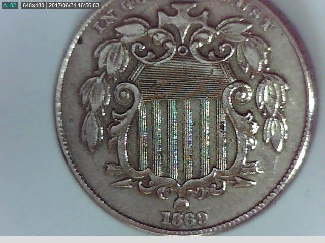 1869 U.S. Shield Nickel(5 cent) coin no rays