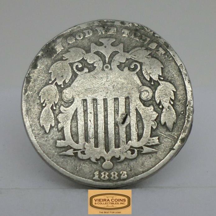 1882 Shield Nickel Without Rays,  Free Shipping - #B13354
