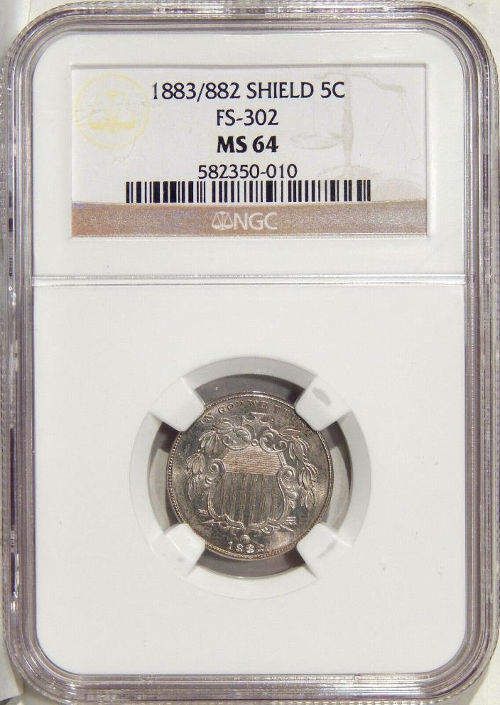 1883/2 5c PCGS & NGC 5 COIN OVERDATE VARIETY SET ~ FS-301, 302, 303, 304, 305