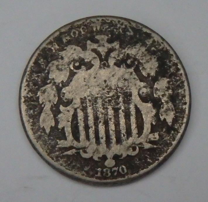 1870 Shield Nickel - Free Shipping!!
