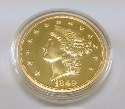 AMERICA'S FIRST $20 GOLD COIN 1849 GOLD PLATED PROOF NOVELTY