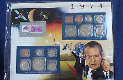 1974 United States Historic Year Panel Coin and Stamp Set PCS E3516