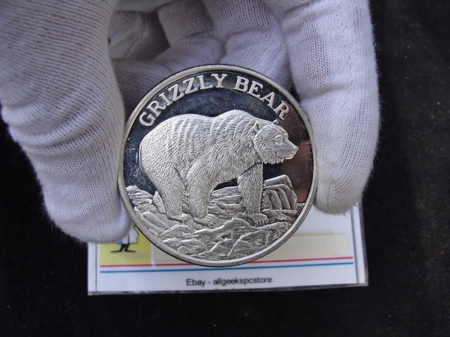Two Ounce .999 Fine Silver Round North American Wildlife Series The Grizzly Bear