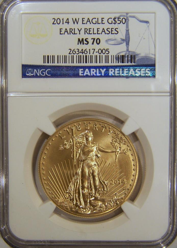 2014 W $50 burnished gold eagle NGC MS70 Early Releases