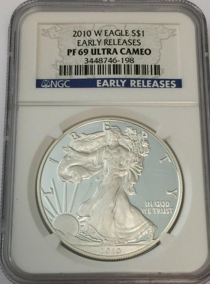 2010-W NGC PF69 UCAM PROOF SILVER EAGLE EARLY RELEASES BLUE LABEL PF 69 GK#198