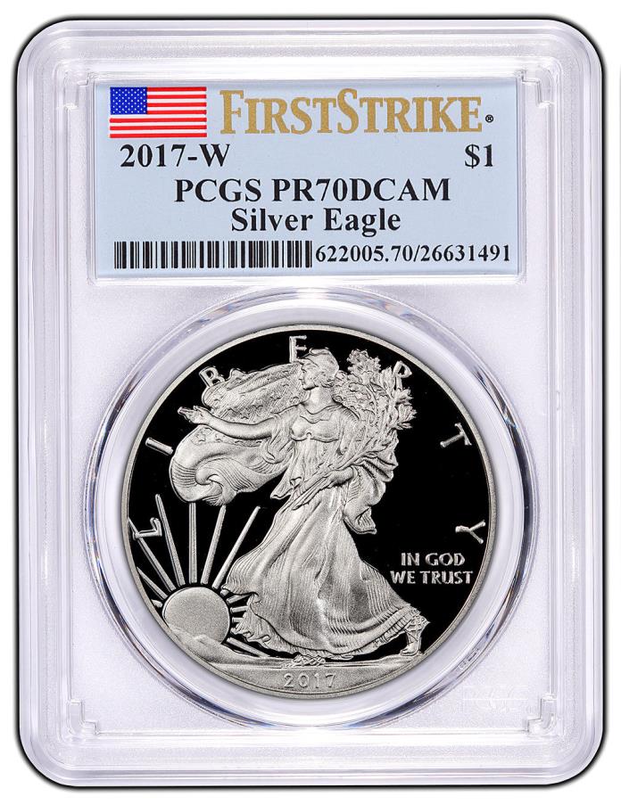 2017-W PCGS PR70 PROOF Silver Eagle First Strike FLAG Label