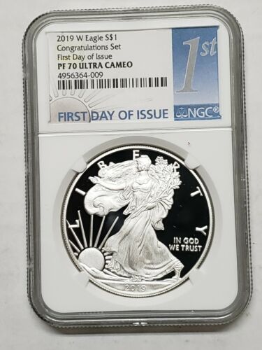 2019 W Congratulations Set Silver Eagle NGC PF70 Coin First Day Issue Proof