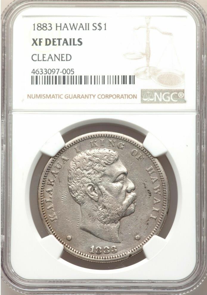 1883 Hawaiian Silver Dollar NGC XF Details King Kalakaua Hawaii Rare Type Coin