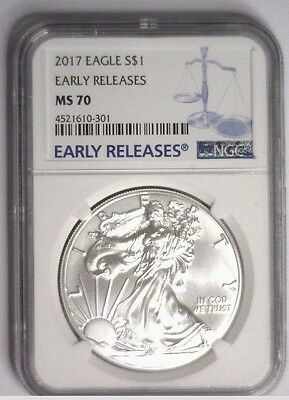 2017 NGC MS70 Silver Eagle ASE MS 70 EARLY RELEASE BLUE LABEL