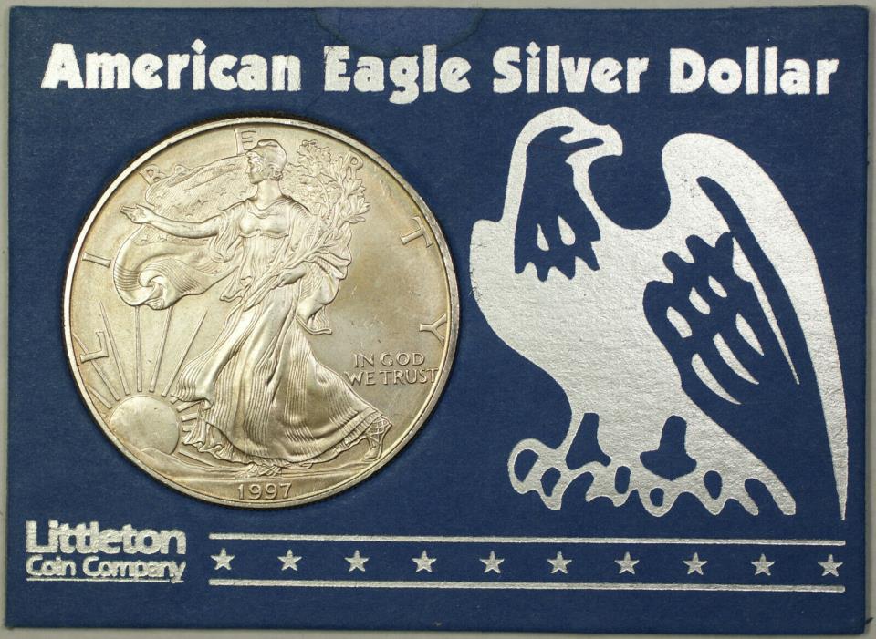 1997 American Silver Eagle ASE $1 Dollar Coin in Littleton Holder