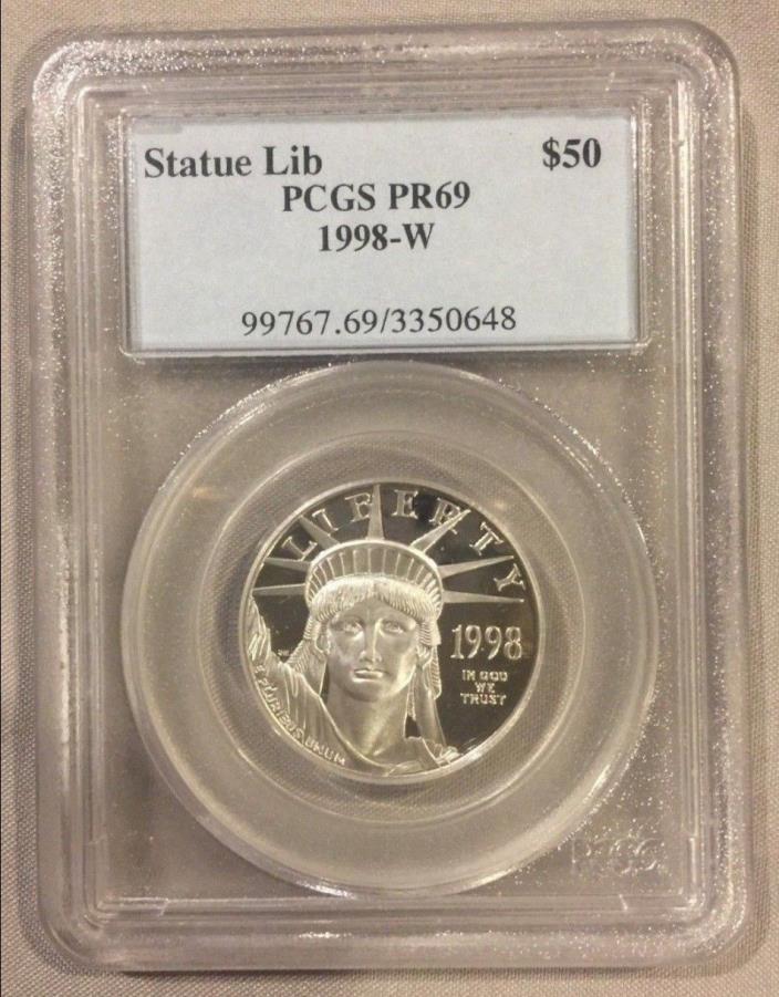 1998-W $50 PCGS PR69 Platinum American Eagle / Statue of Liberty Coin 1/2 oz