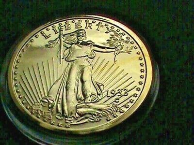 1933c~Saint-Gaudens Gold Double Eagle~DESIGN~On 1OZ. Copper Round~24K Gold Plate