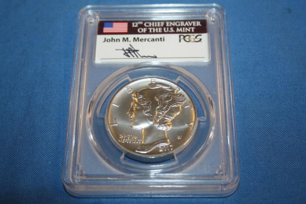 2017 $25 Palladium PCGS MS70 First Day Of Issue Signed John M. Mercanti