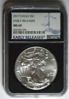 2017 Silver Eagle ASE $1 Black Core Retro Holder ~ NGC MS69 MS 69 EARLY RELEASES