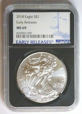 2018 Silver Eagle ASE $1 Black Core Retro Holder ~ NGC MS69 MS 69 EARLY RELEASES