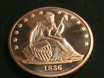 1836~Seated Liberty Dollar With Stars~DESIGN on 1 OZ. copper round .999~2016