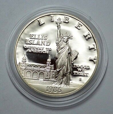 1986 S ELLIS ISLAND  Proof Commem 90% Silver Dollar Coin:::::