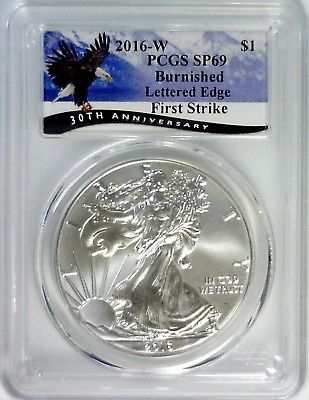 2016 W PCGS MS69 BURNISHED SILVER EAGLE MS 69 EAGLE LABEL FIRST STRIKE