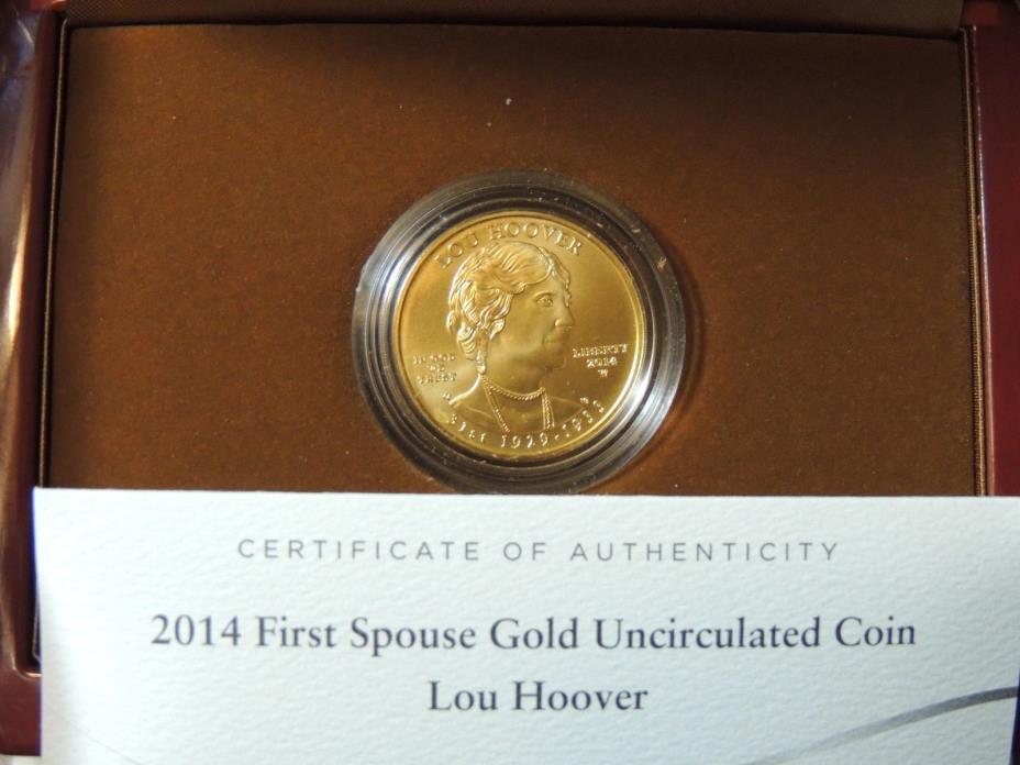 2014 W  Lou Hoover Gold Spouse $10 Coin Mint Box & COA