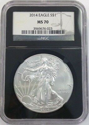 2014 American Silver Eagle ASE $1 in RETRO Black HOLDER NGC  MS 70