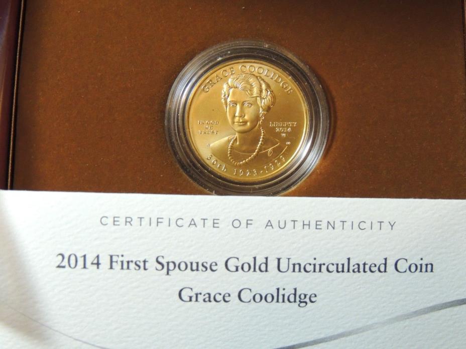 2014 W  Grace Coolidge Gold Spouse $10 Coin Mint Box & COA