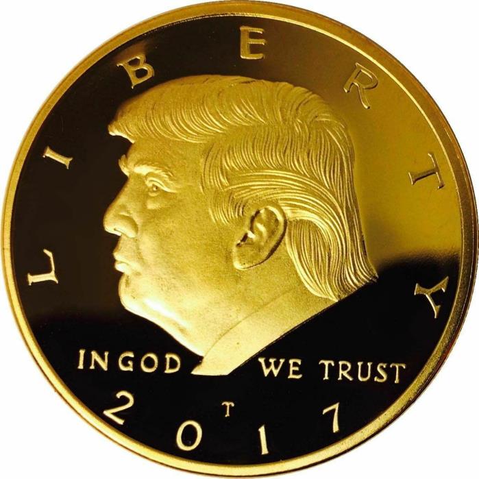 2017 Donald Trump 24K Gold Plated Inaugural Eagle Commemorative Coin 38mm