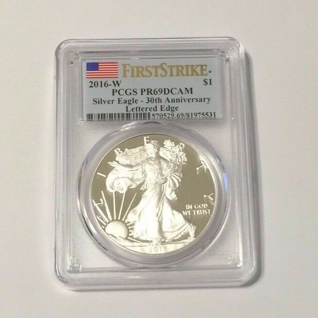 2016-W PCGS PR69 PROOF Silver Eagle ASE $1 ~ First Strike Flag EDGE LETTERING