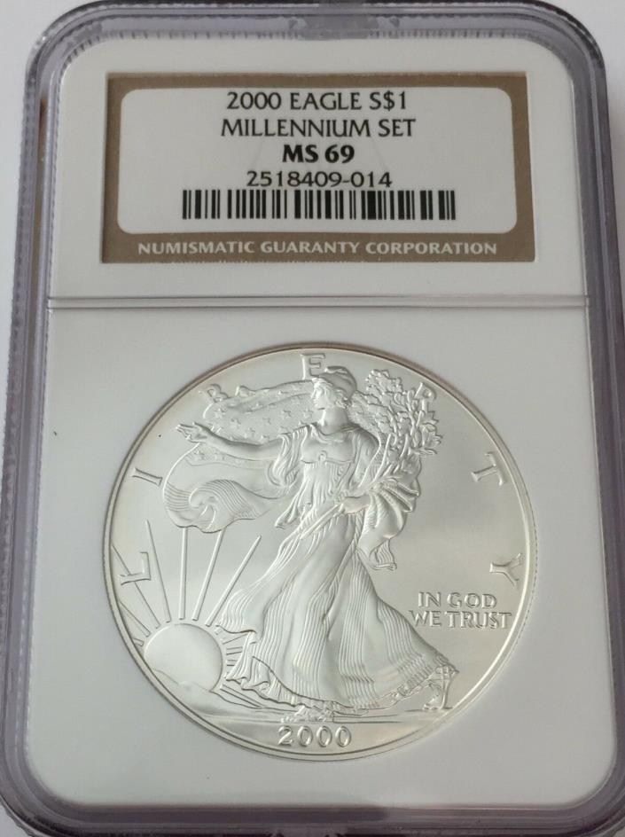 2000 NGC MS69 SILVER EAGLE from MILLENNIUM SET BROWN LABEL MS 69 GK#014